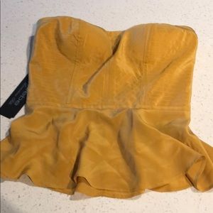 Bebe Mustard yellow strapless top